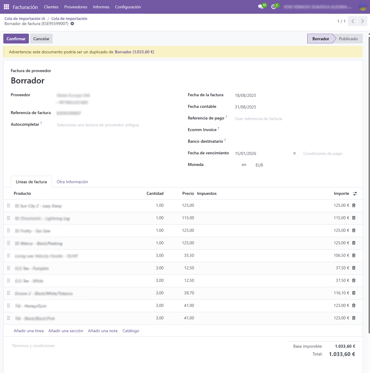 Extracción de facturas IA