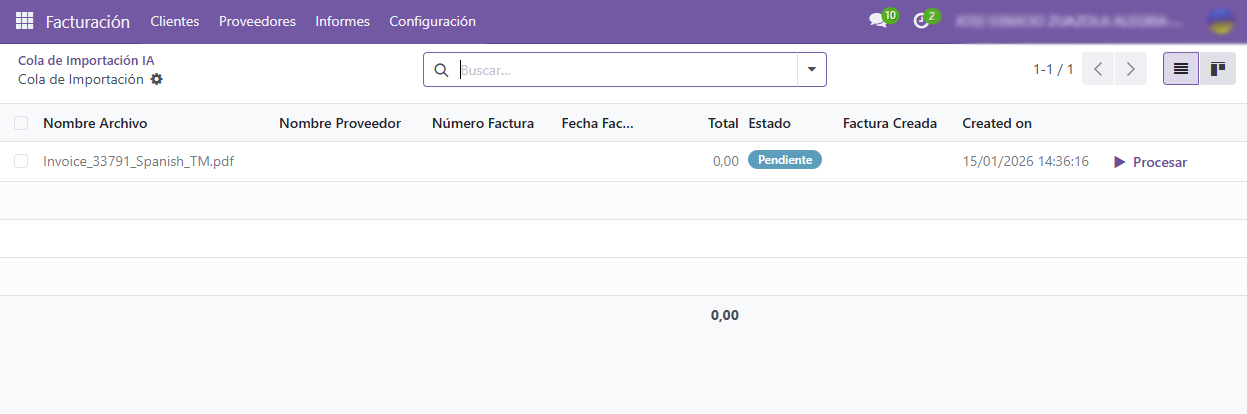 Extracción de facturas IA
